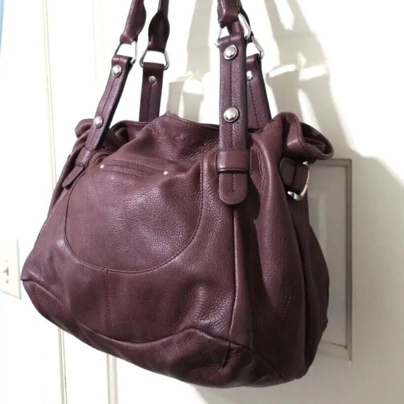 NEW B Makowsky Western Brown 100% Leather Shoulder Bag Purse Magnet Zip Close - Picture 10 of 13